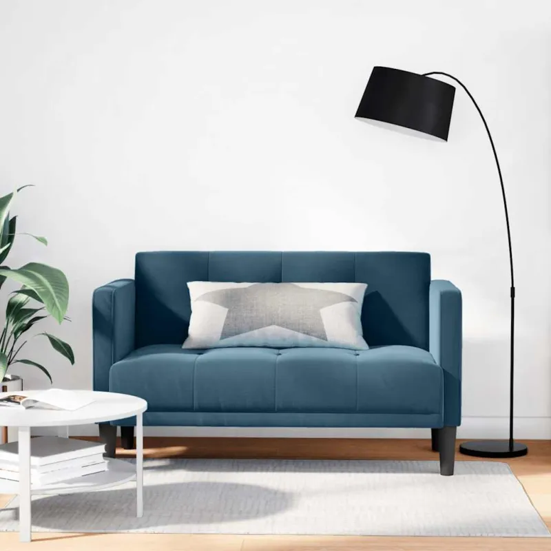 Dvivietė sofa, mėlyna, 111 cm, aksomas