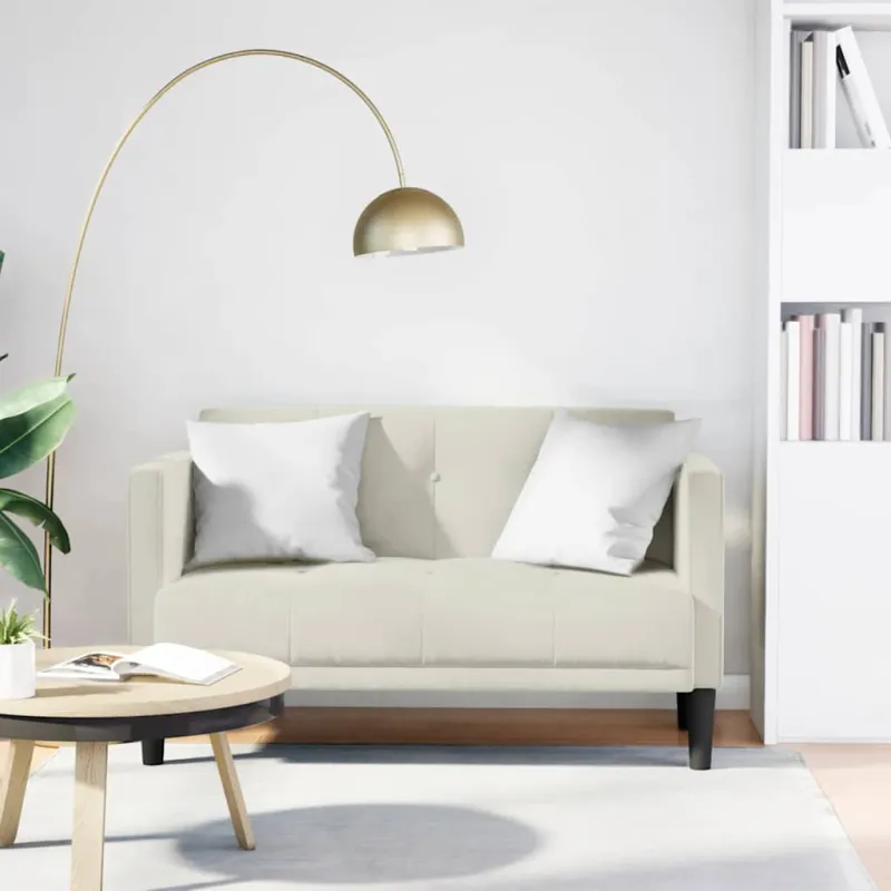 Dvivietė sofa, kreminės spalvos, 111 cm, aksominė