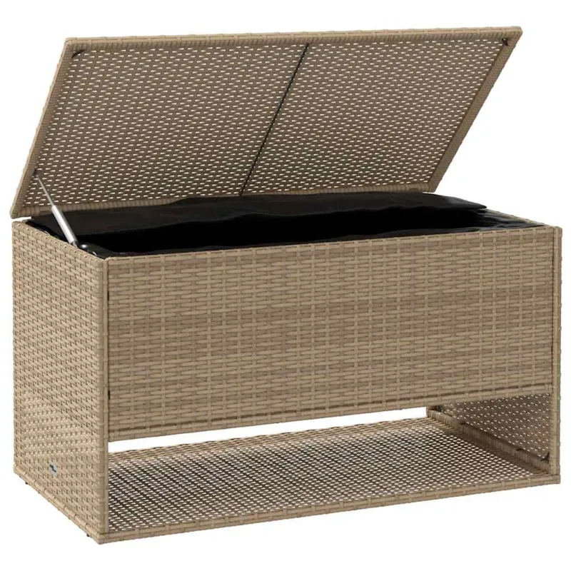 Lauko pagalvėlių dėžė, smėlio spalvos, 100x55x55,5 cm, poliratanas
