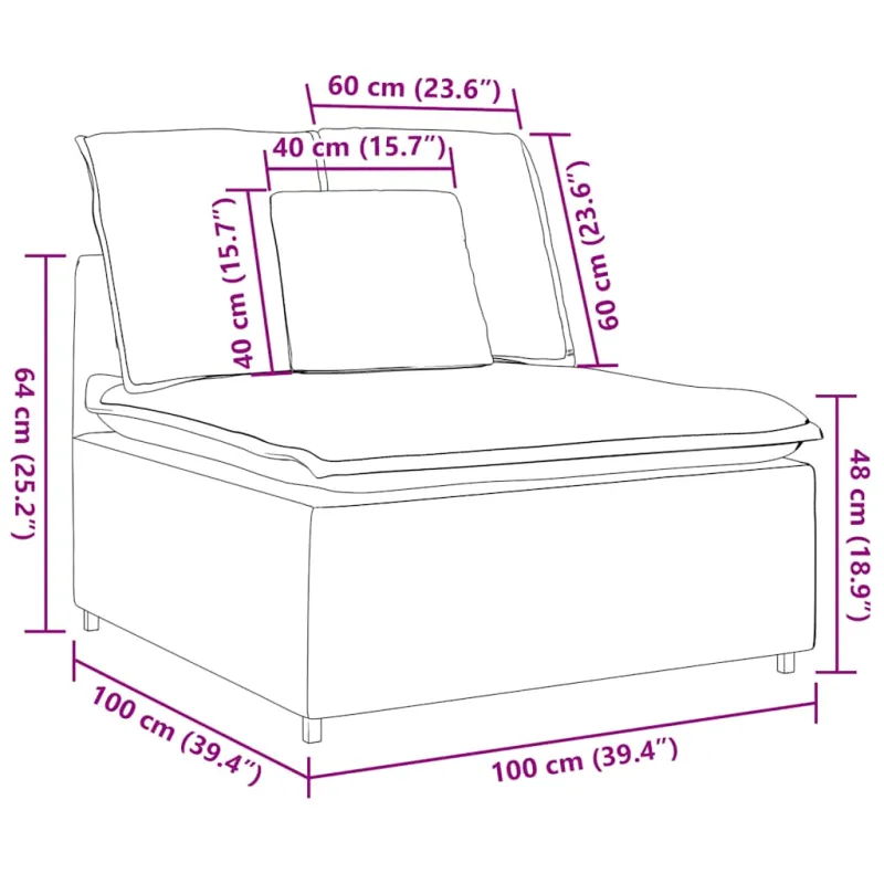 Modulinė sofa su centriniu moduliu, pilkai žalia, 100 cm