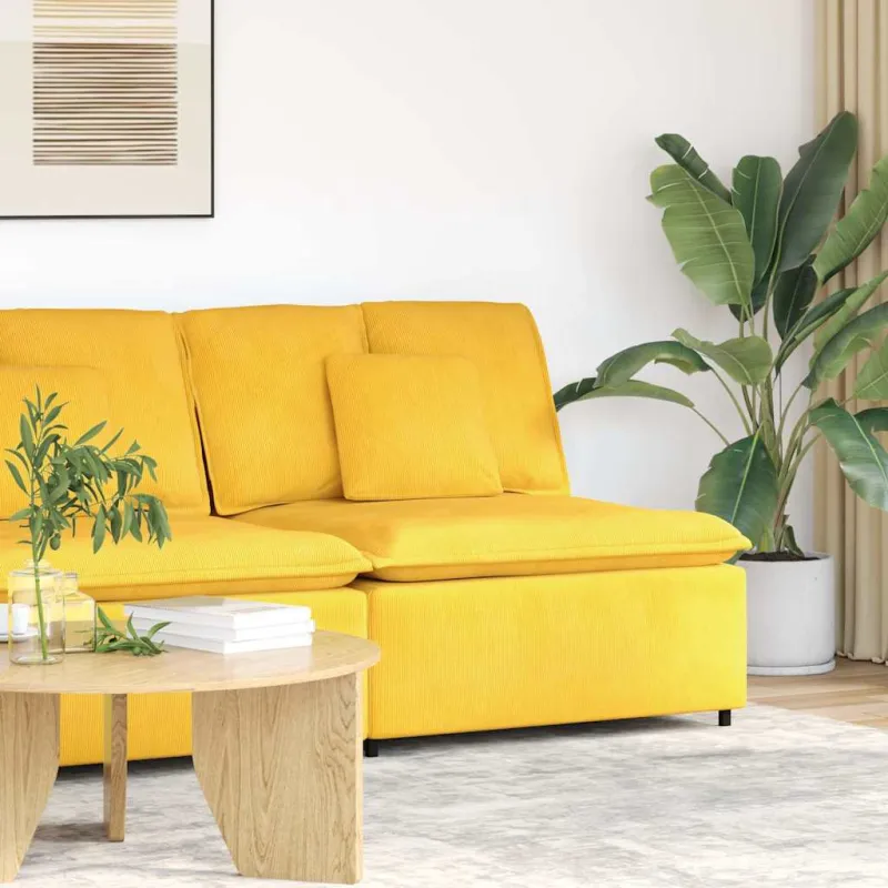 Modulinė sofa su pagalvėlėmis, šviesiai geltona, 100 cm