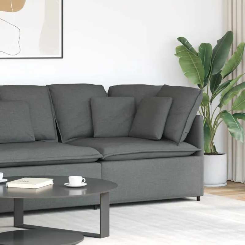 Modulinė kampinė sofa su pagalvėlėmis, tamsiai pilka, 100 cm