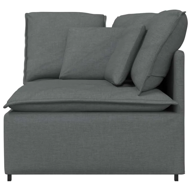 Modulinė kampinė sofa su pagalvėlėmis, tamsiai pilka, 100 cm