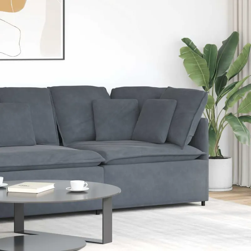 Modulinė kampinė sofa su pagalvėlėmis, tamsiai pilka, 100 cm
