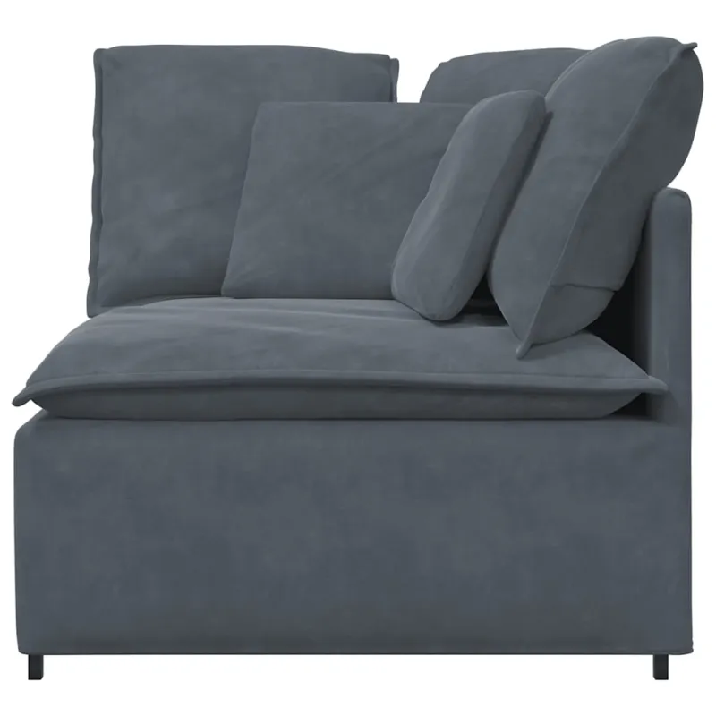 Modulinė kampinė sofa su pagalvėlėmis, tamsiai pilka, 100 cm