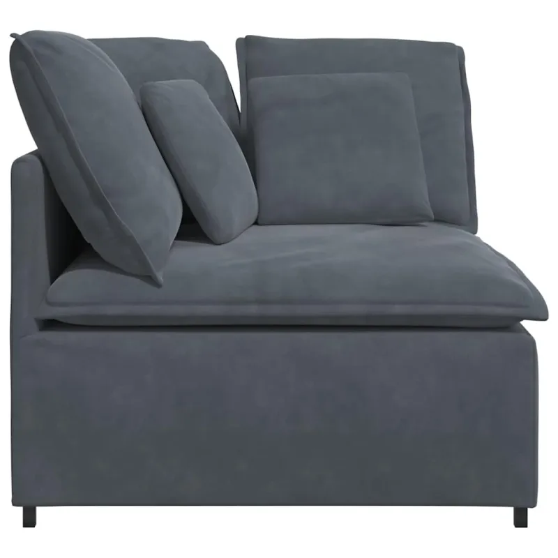 Modulinė kampinė sofa su pagalvėlėmis, tamsiai pilka, 100 cm