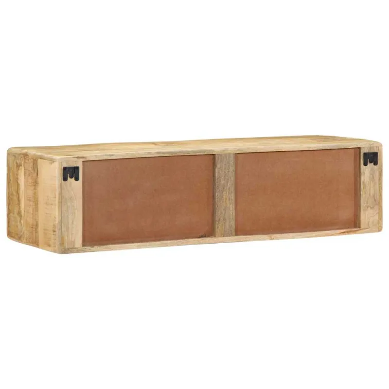 Prie sienos montuojama televizoriaus spintelė, 100x32x25 cm, masyvi mango mediena
