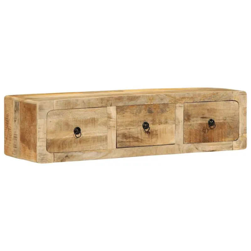Prie sienos montuojama televizoriaus spintelė, 100x32x25 cm, masyvi mango mediena