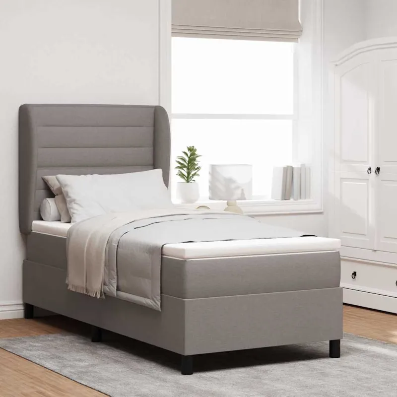Kiemas lova su čiužiniu su galvūgalio Taupe 90 x 200 cm audinys