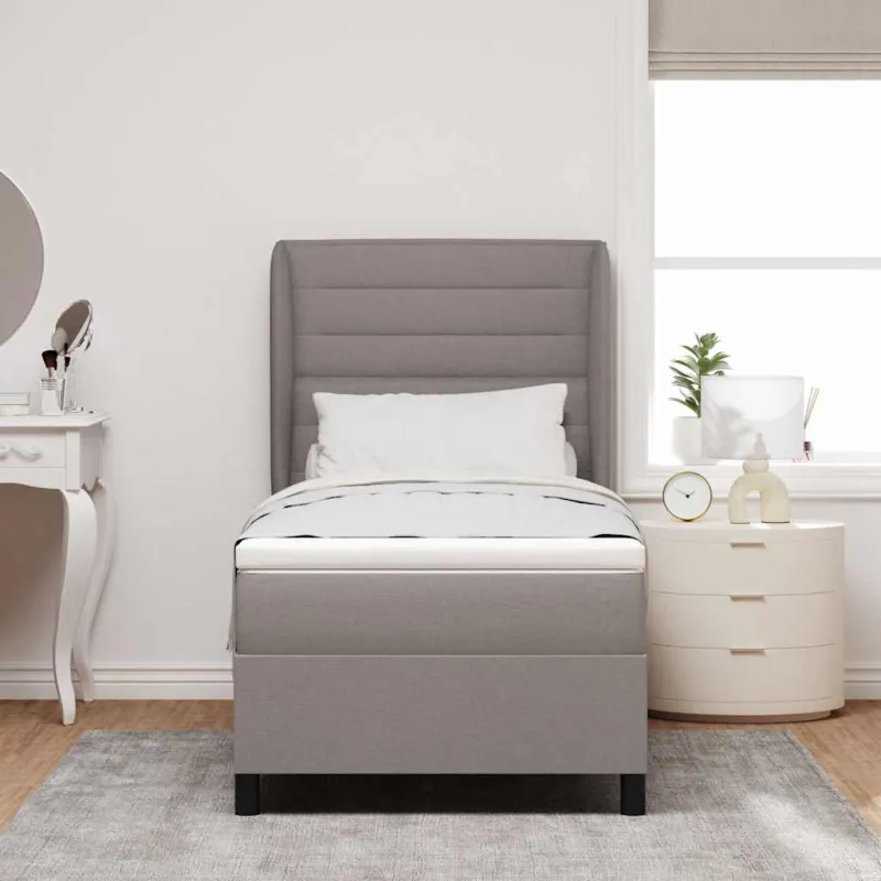 Kiemas lova su čiužiniu su galvūgalio Taupe 90 x 200 cm audinys