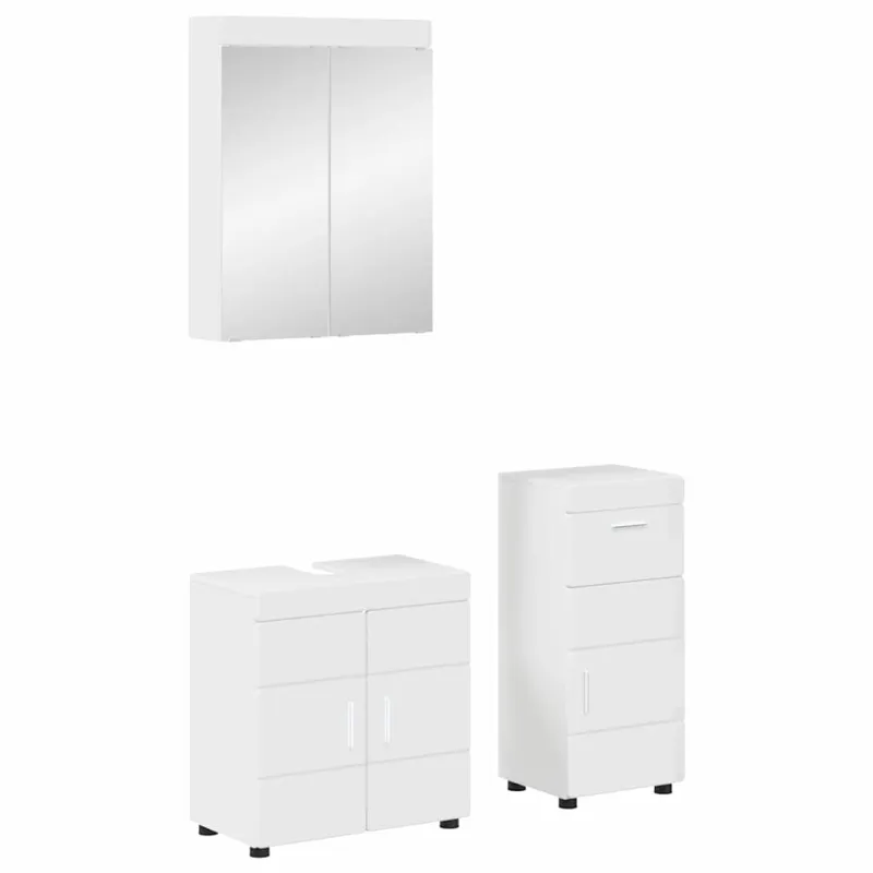 Vonios baldų rinkinys TULUM 3 pcs Aukštai blizganti balta