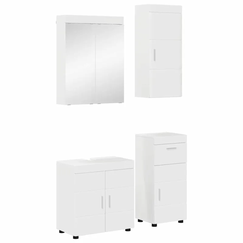 Vonios baldų rinkinys TULUM 4 pcs Aukštai blizganti balta