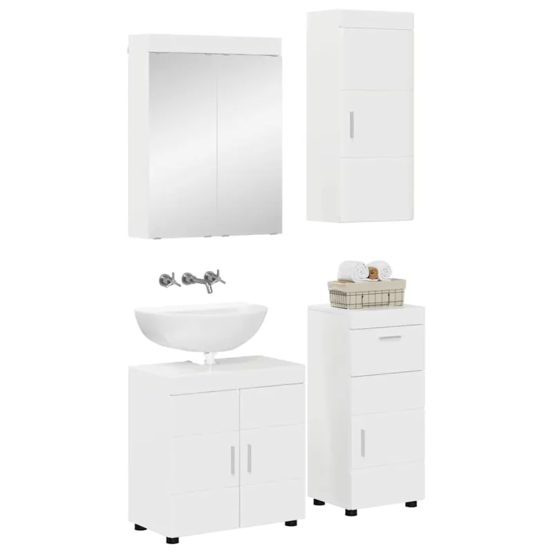 Vonios baldų rinkinys TULUM 4 pcs Aukštai blizganti balta
