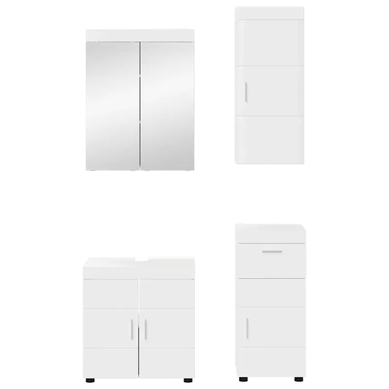 Vonios baldų rinkinys TULUM 4 pcs Aukštai blizganti balta