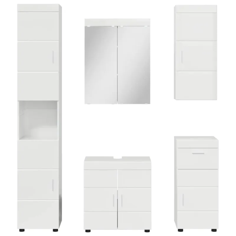 Vonios baldų rinkinys TULUM 5 pcs Aukštai blizganti balta