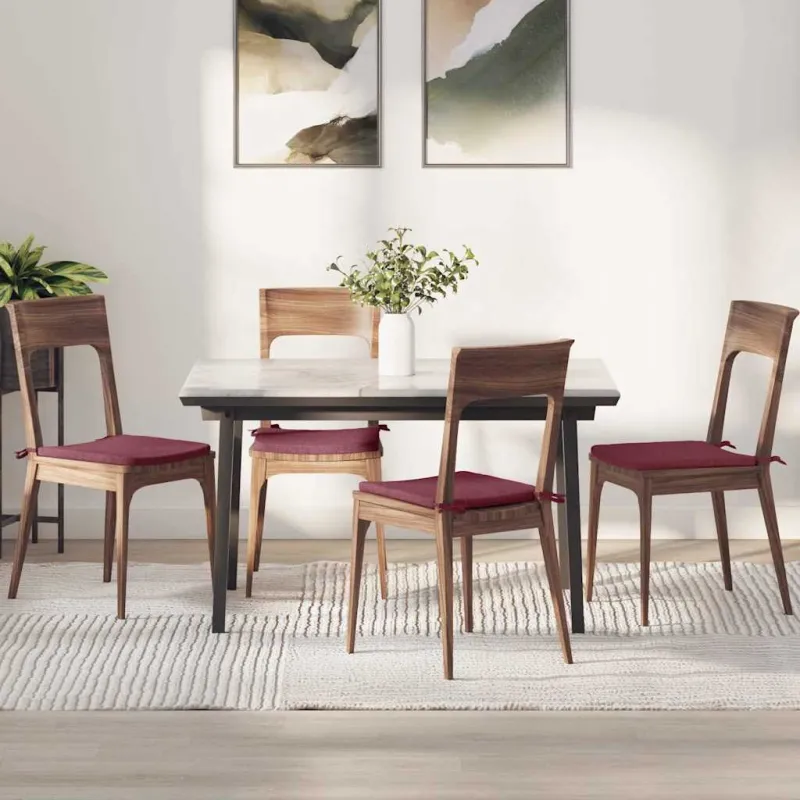 Sėdynių pagalvėlės 4 pcs Vyno raudona 40 x 40 x 3 cm audinys