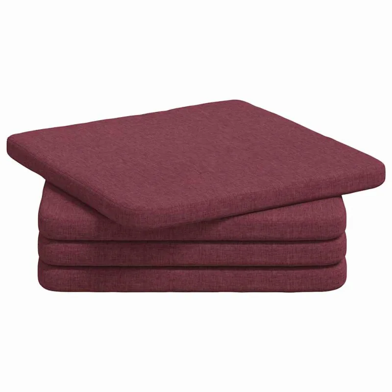 Sėdynių pagalvėlės 4 pcs Vyno raudona 40 x 40 x 3 cm audinys