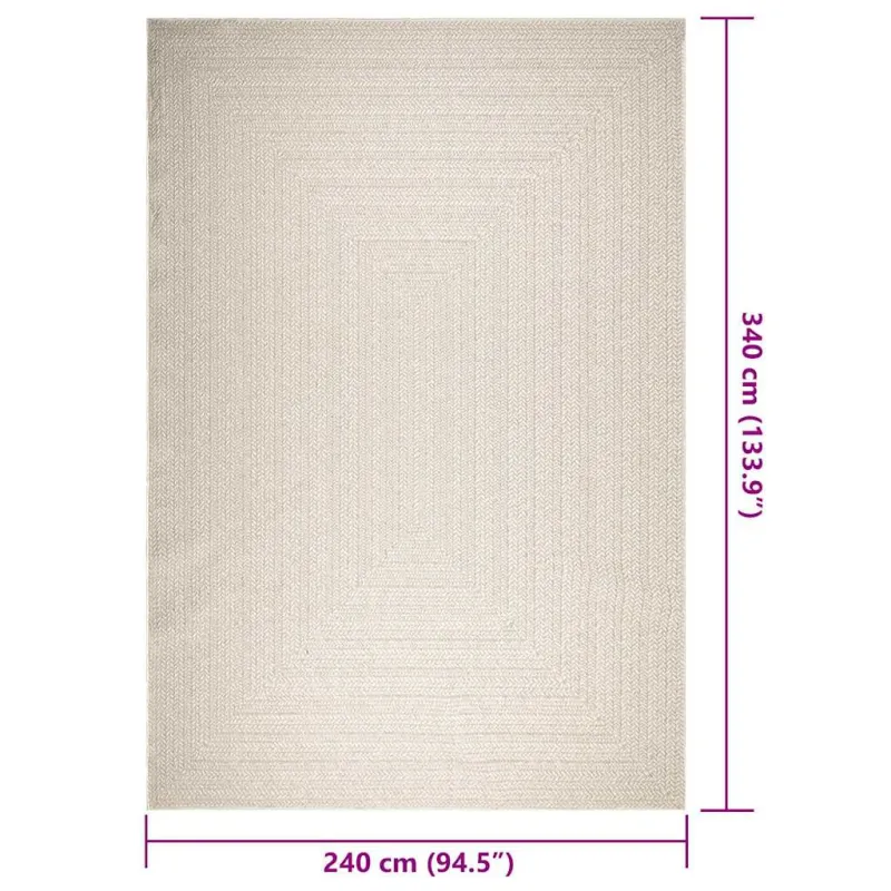 Kilimas ZIZUR, 240x340 cm, džiuto imitacija, vidaus ir lauko