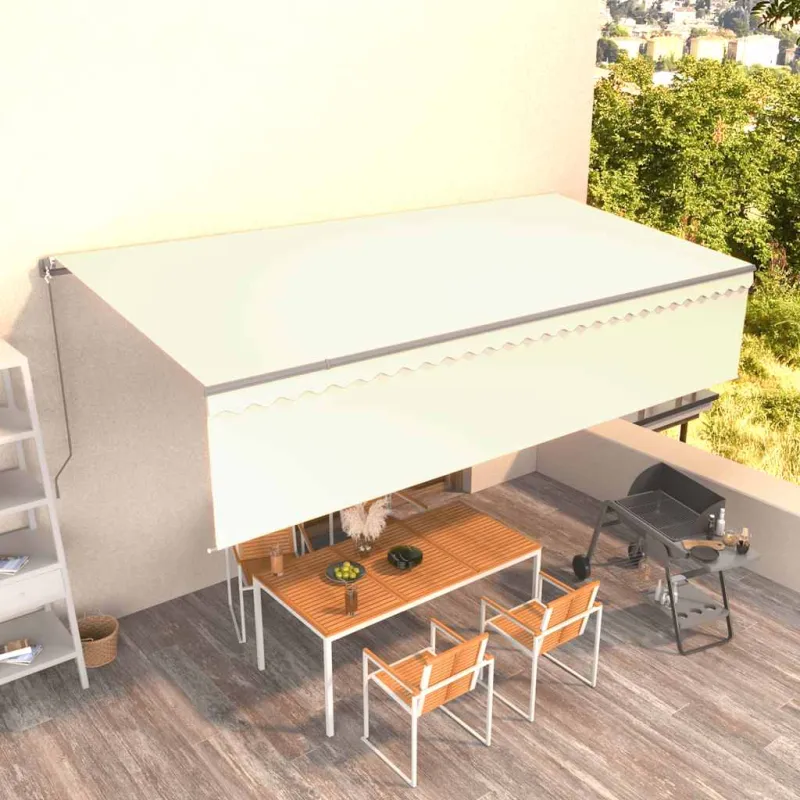 Rankiniu būdu ištraukiama markizė su uždanga, kreminė, 6x3m