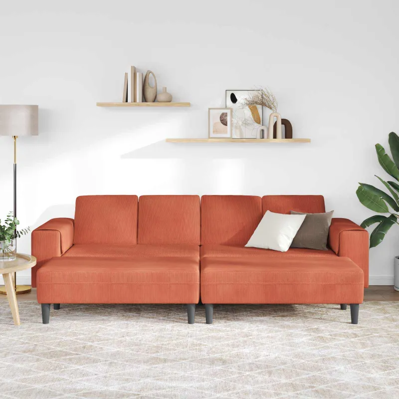 Sofa Raudona oranžinė 250 x 188 x 76 cm Kordūrinis audinys