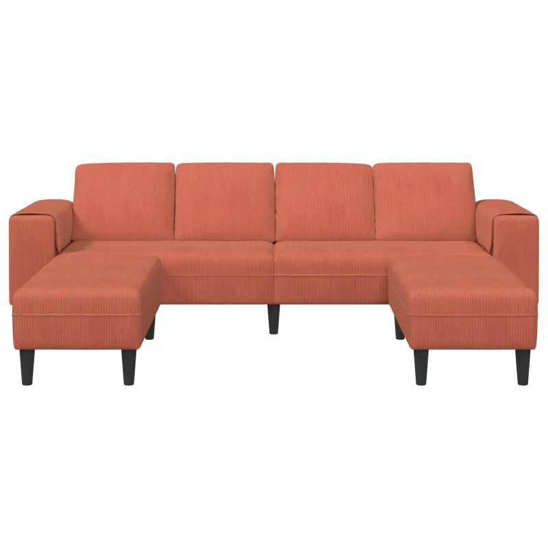 Sofa Raudona oranžinė 250 x 188 x 76 cm Kordūrinis audinys