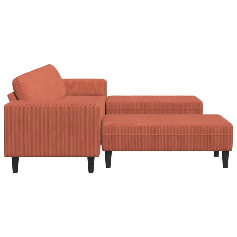 Sofa Raudona oranžinė 250 x 188 x 76 cm Kordūrinis audinys