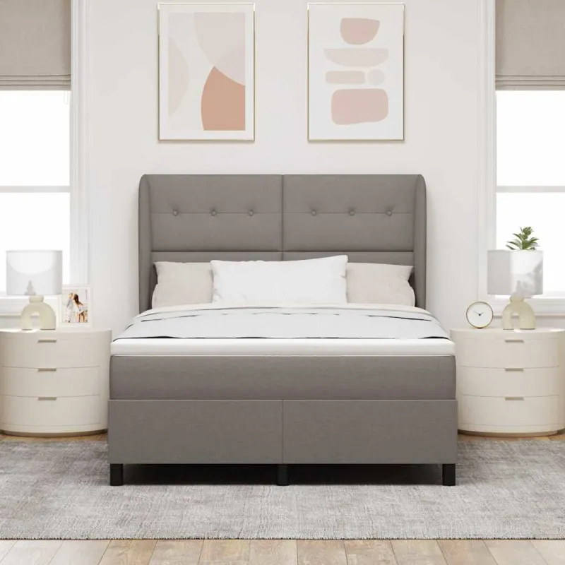 Kiemas lova su čiužiniu Taupe 160 x 200 cm audinys