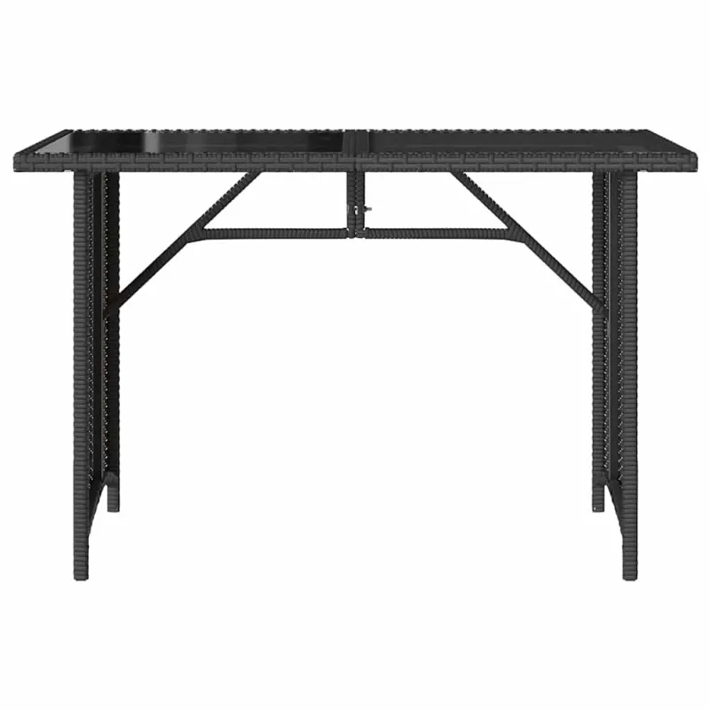 Pöytä lasipintaisella kansilla, musta, 110x68x70cm, PE-rattaita