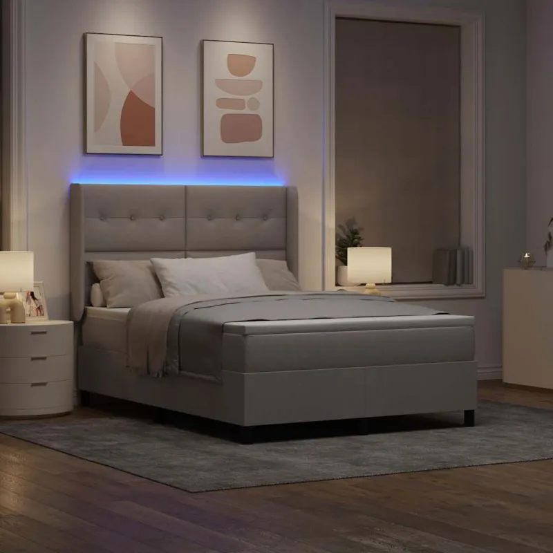 LED Čiužinio Lova su čiužiniu Taupe 160 x 200 cm audinys