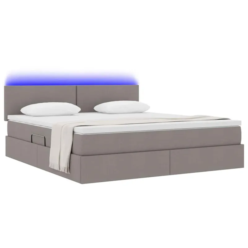 LED saugojimo lova su čiužiniu Taupe 160 x 200 cm Audinys