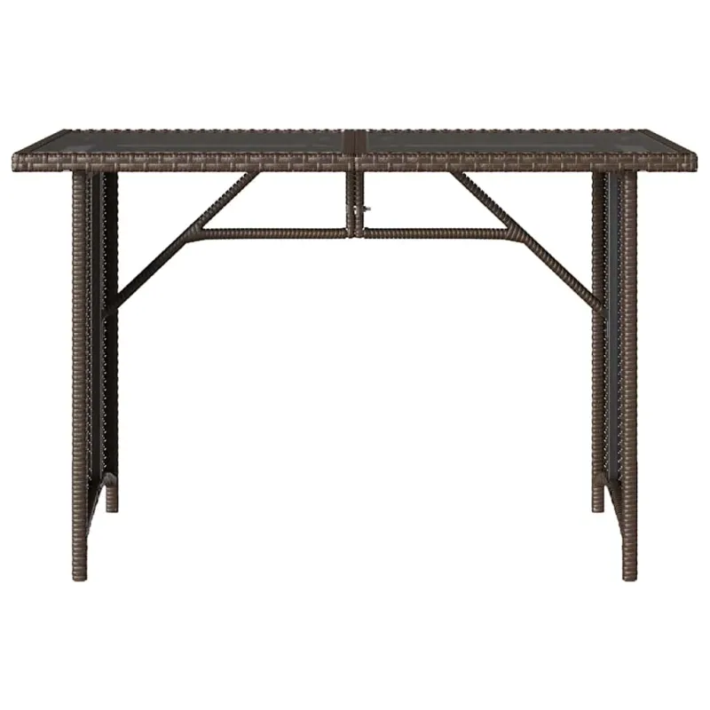 Lasipintainen pöytä, ruskea, 110x68x70cm, polyrattana