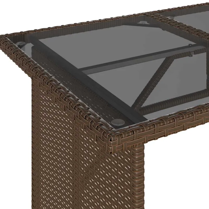 Lasipintainen pöytä, ruskea, 110x68x70cm, polyrattana