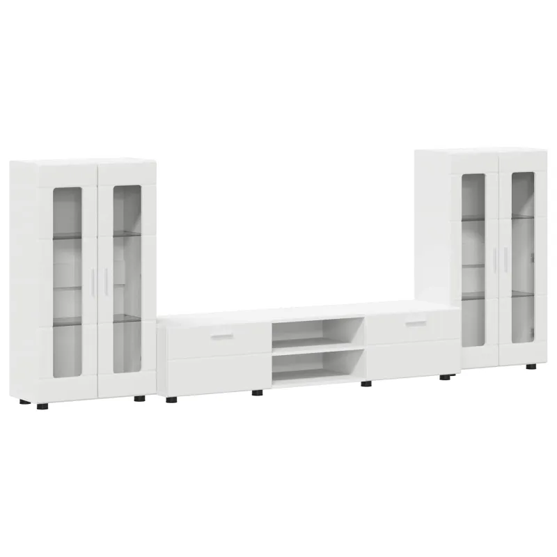 TV spintelių komplektas FLORIN 3 pcs Balta Apdirbta mediena