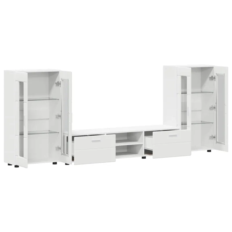 TV spintelių komplektas FLORIN 3 pcs Balta Apdirbta mediena