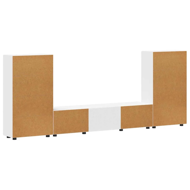 TV spintelių komplektas FLORIN 3 pcs Balta Apdirbta mediena