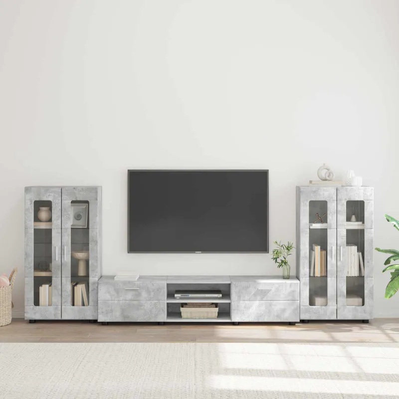 TV spintelių komplektas su stalčių FLORIN 3 pcs Betono pilka