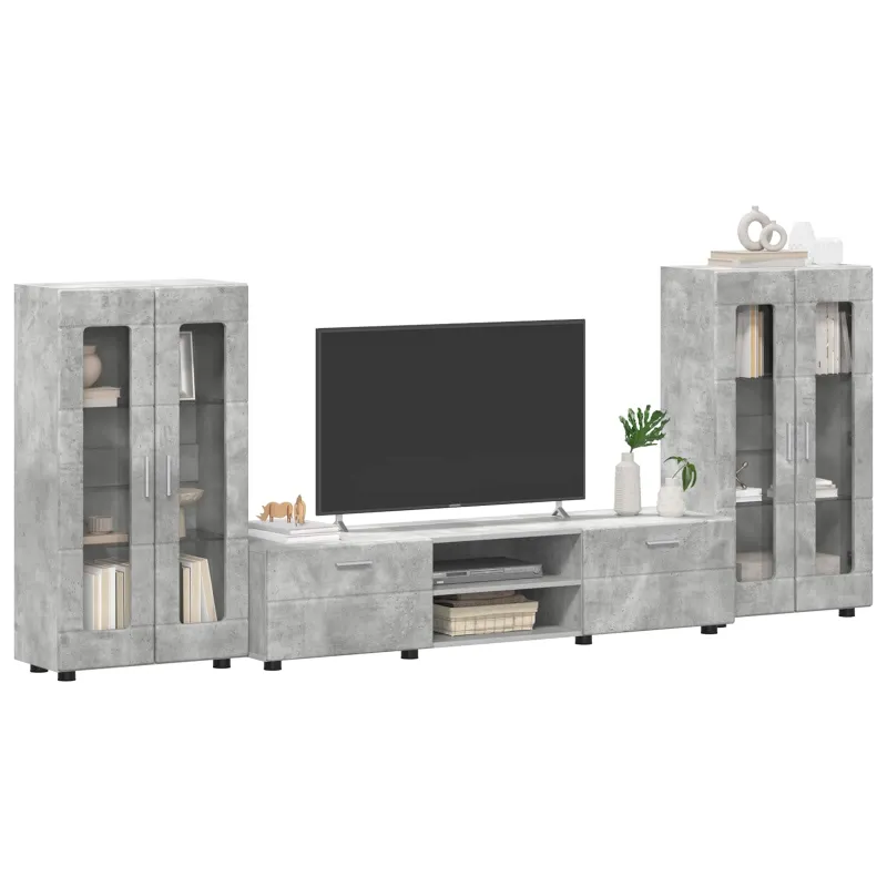 TV spintelių komplektas su stalčių FLORIN 3 pcs Betono pilka