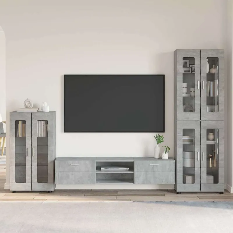 TV spintelių komplektas su stalčių FLORIN 3 pcs Betono pilka