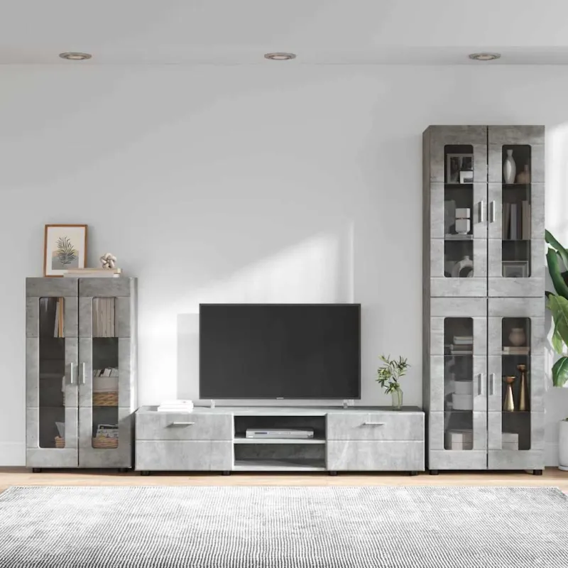 TV spintelių komplektas su stalčių FLORIN 3 pcs Betono pilka