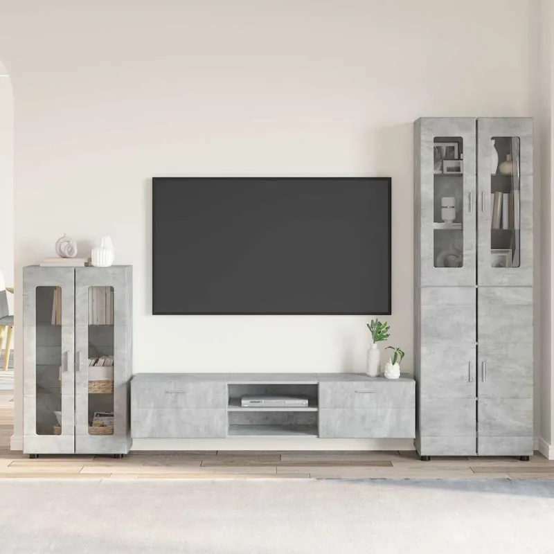 TV spintelių komplektas su stalčių FLORIN 3 pcs Betono pilka