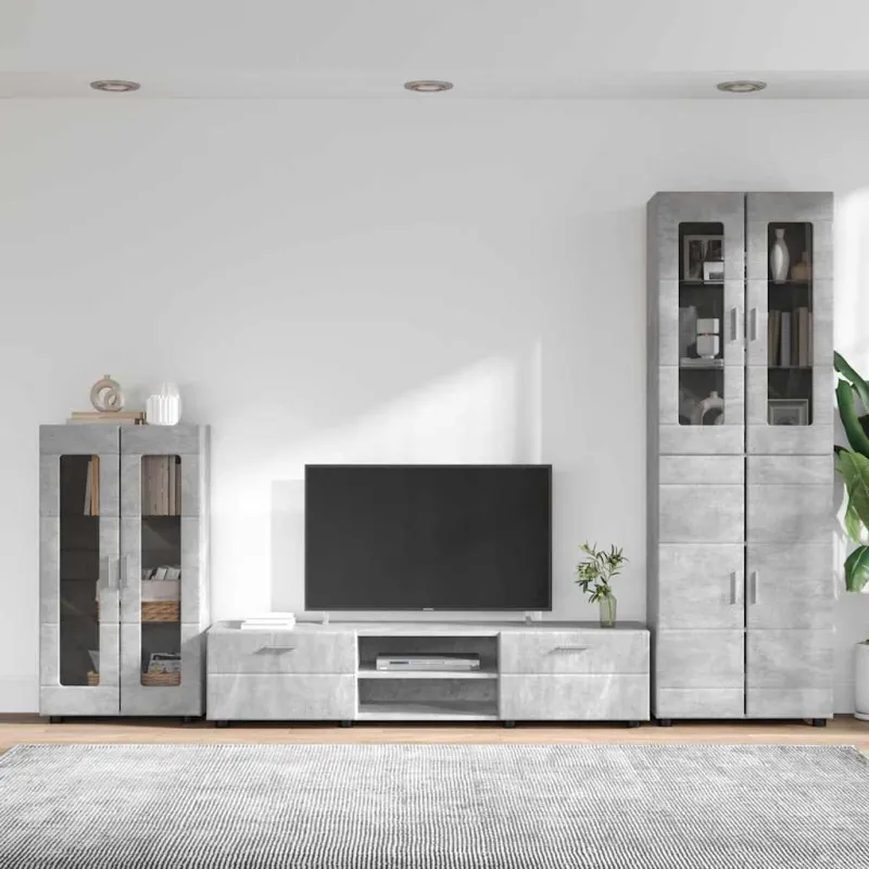 TV spintelių komplektas su stalčių FLORIN 3 pcs Betono pilka