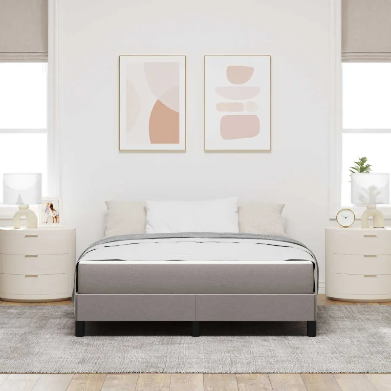 Kiemas lova su čiužiniu Taupe 160 x 200 cm audinys