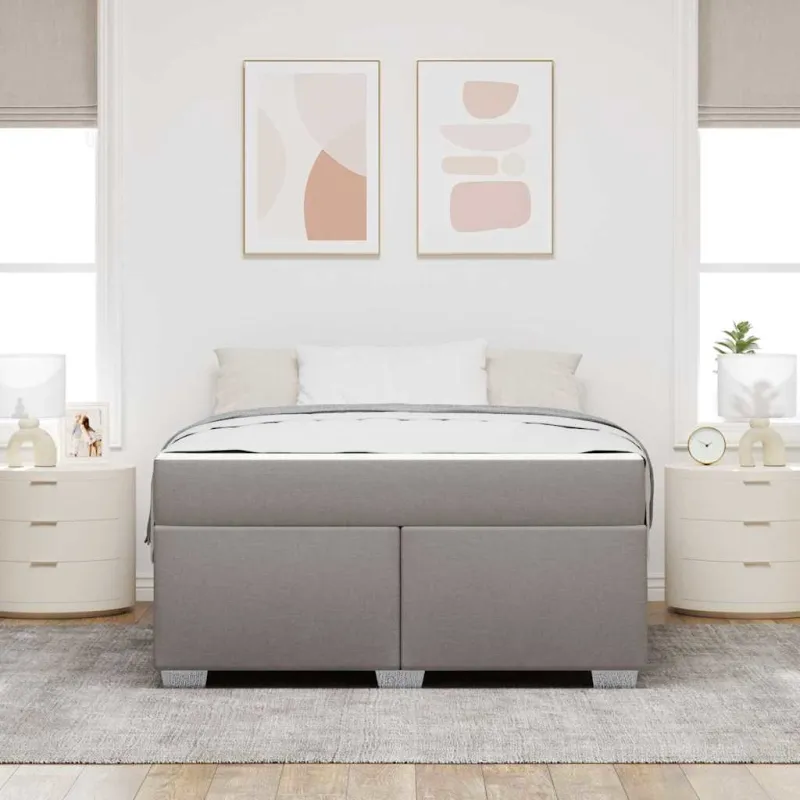 Lovos rėmas su čiužiniu Taupe 160 x 200 cm audinys