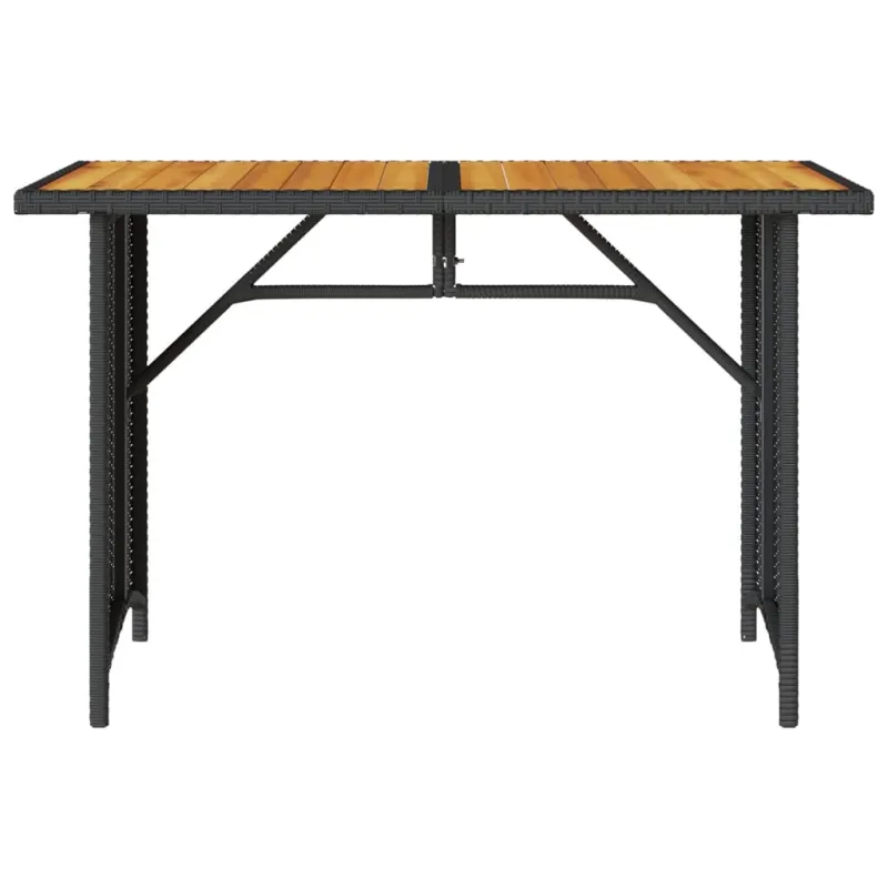 Pöytä puupintaisella, musta, 110x68x70 cm, polyrattana
