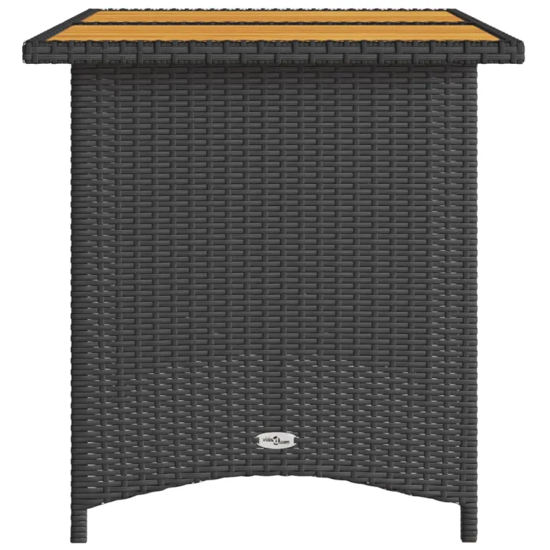 Pöytä puupintaisella, musta, 110x68x70 cm, polyrattana