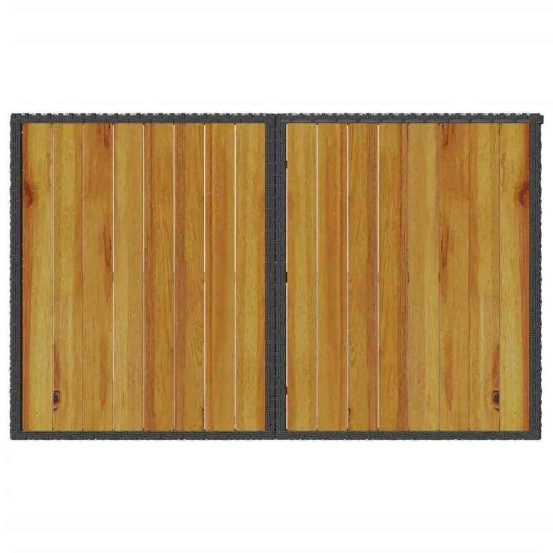 Pöytä puupintaisella, musta, 110x68x70 cm, polyrattana
