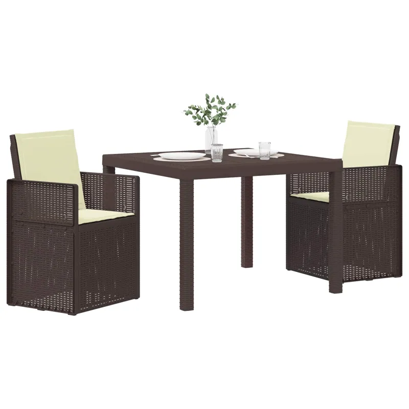 Sodo valgomojo komplektas su pagalve 3 pcs Ruda ir kreminė PP