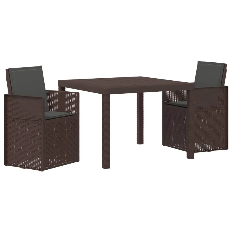 Sodo valgomojo komplektas su pagalve 3 pcs Ruda ir antracito PP
