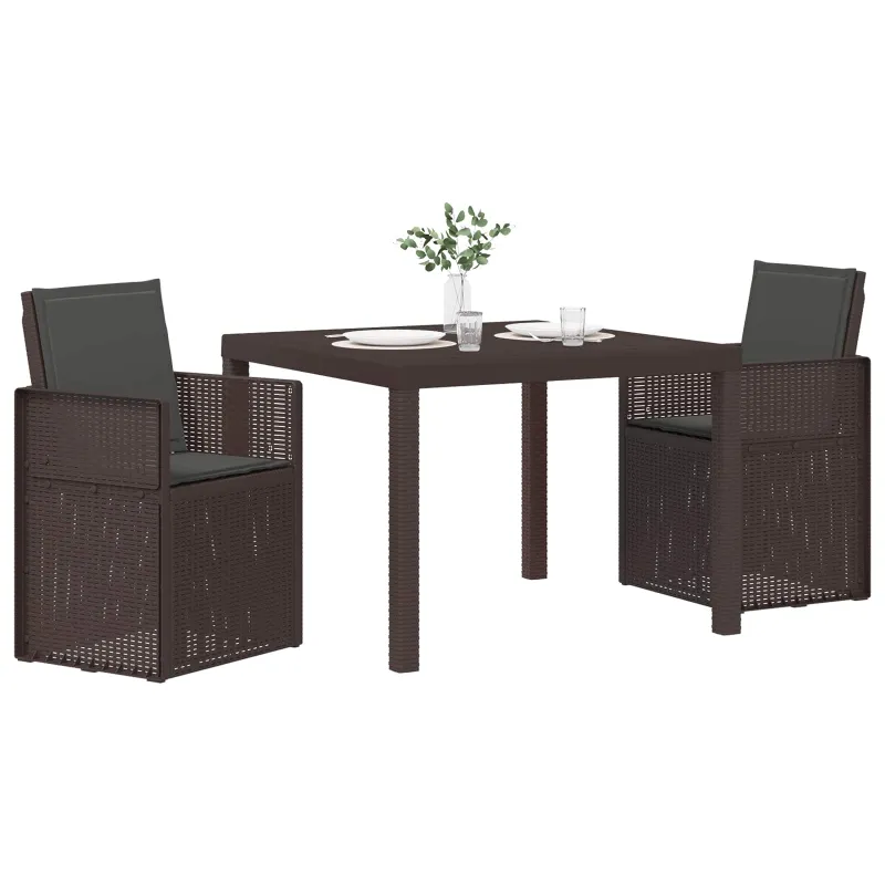 Sodo valgomojo komplektas su pagalve 3 pcs Ruda ir antracito PP