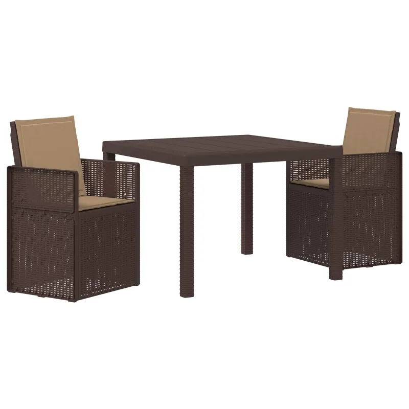 Sodo valgomojo komplektas su pagalve 3 pcs Ruda ir taupe PP